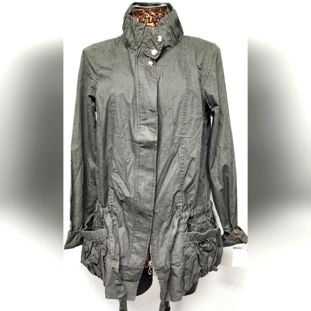 Aziz Zip Up Light Weight Gray Jacket. 100% Cotton. Sz Lrg
